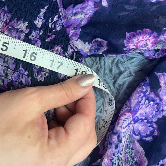 LOFT Floral Smocked Tiered Maxi Dress Cottagecore Shabby Chic Size 12 - Picture 4 of 6